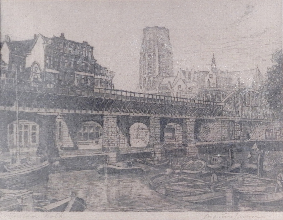 Marius Janssen (1885-1957) - ets Kolk te Rotterdam verkocht voor € 75!