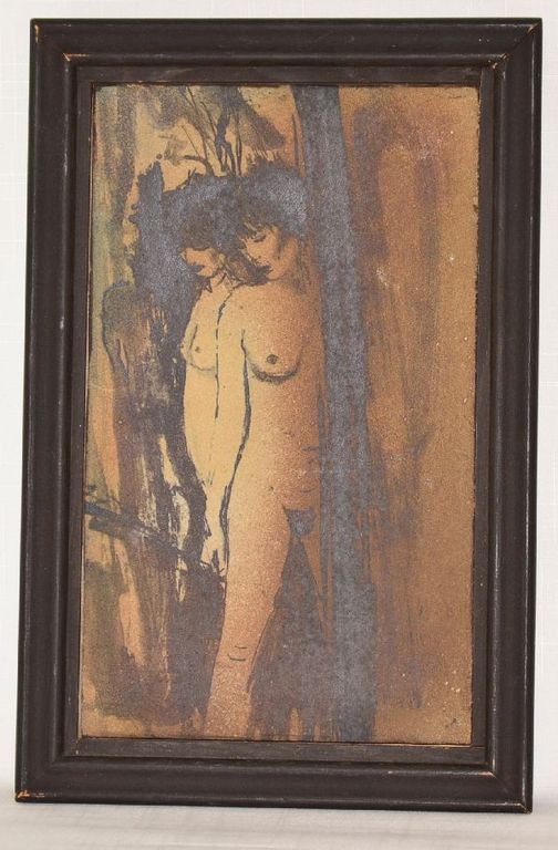 Reinier den Adel: Keramisch Tableau. Twee naakten verkocht voor € 80!