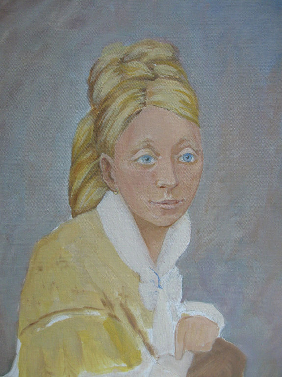 Portret van jonge vrouw - olieverf op schildersboard - Irene Joffroy kopen? Bied vanaf 1!