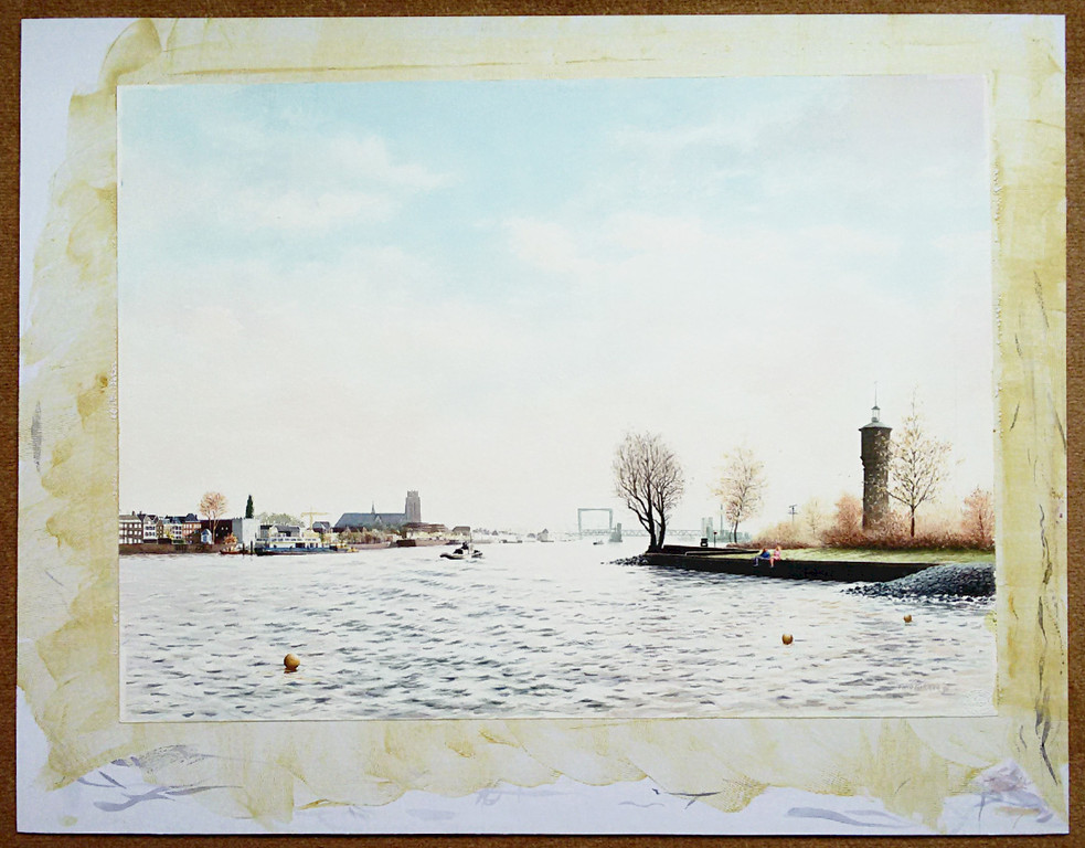 Gezicht op Dordrecht, aquarel (gemonteerd, groot) kopen? Bied vanaf 1!