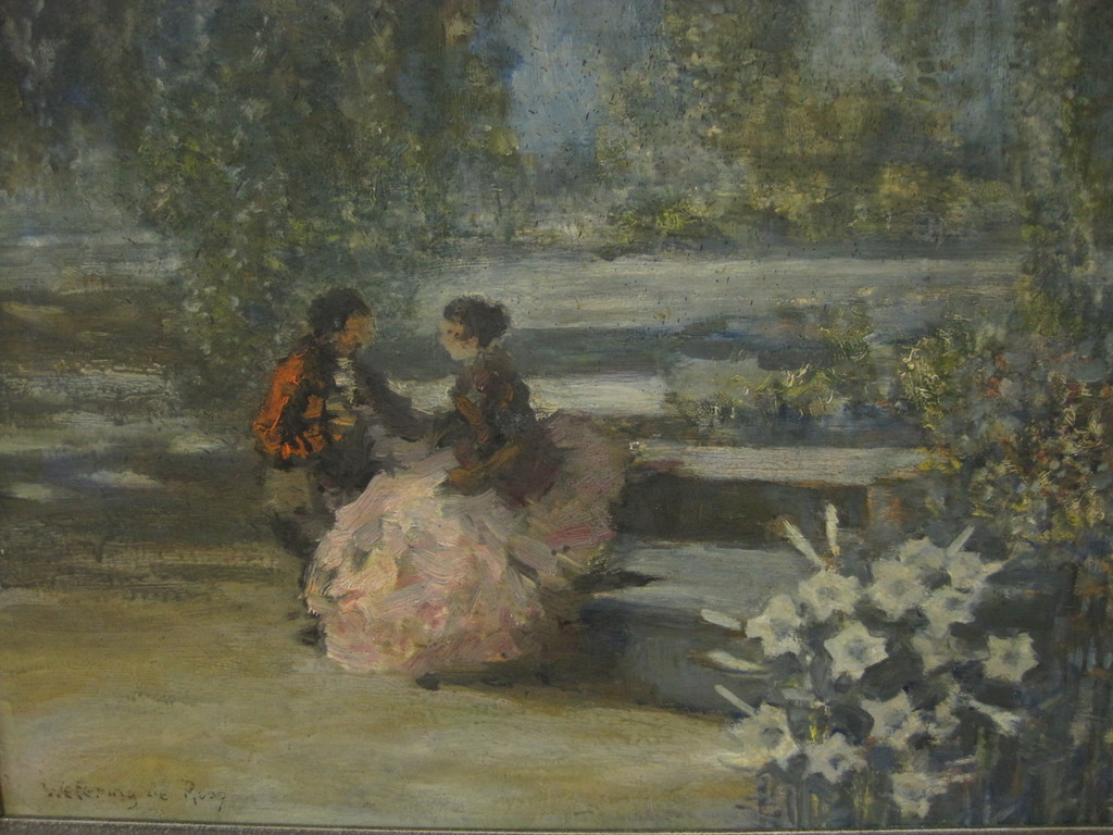 J.E.vd Wetering de Rooy - olieverf - "verliefd stel" omstreeks 1930  verkocht voor € 260!