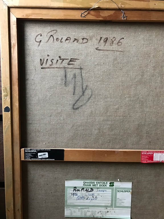 ALLERLAATSTE KEER!! Georges Roland - 'Visite' - Uniek werk - Olieverf op doek kopen? Bied vanaf 645!