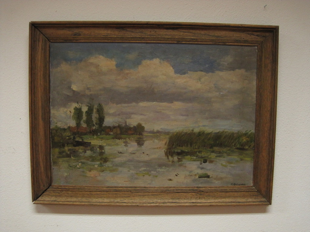 Jacob Ritsema olieverf "Loosdrechtse plas met kerkje Kortenhoef" ca. 1900 verkocht voor € 70!