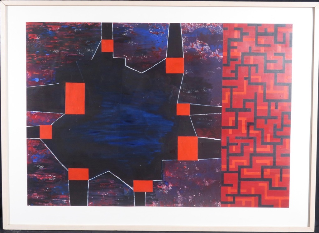 Ingrid Remmers: Acryl op papier, Z.T. - Ingelijst (Groot) verkocht voor € 35!