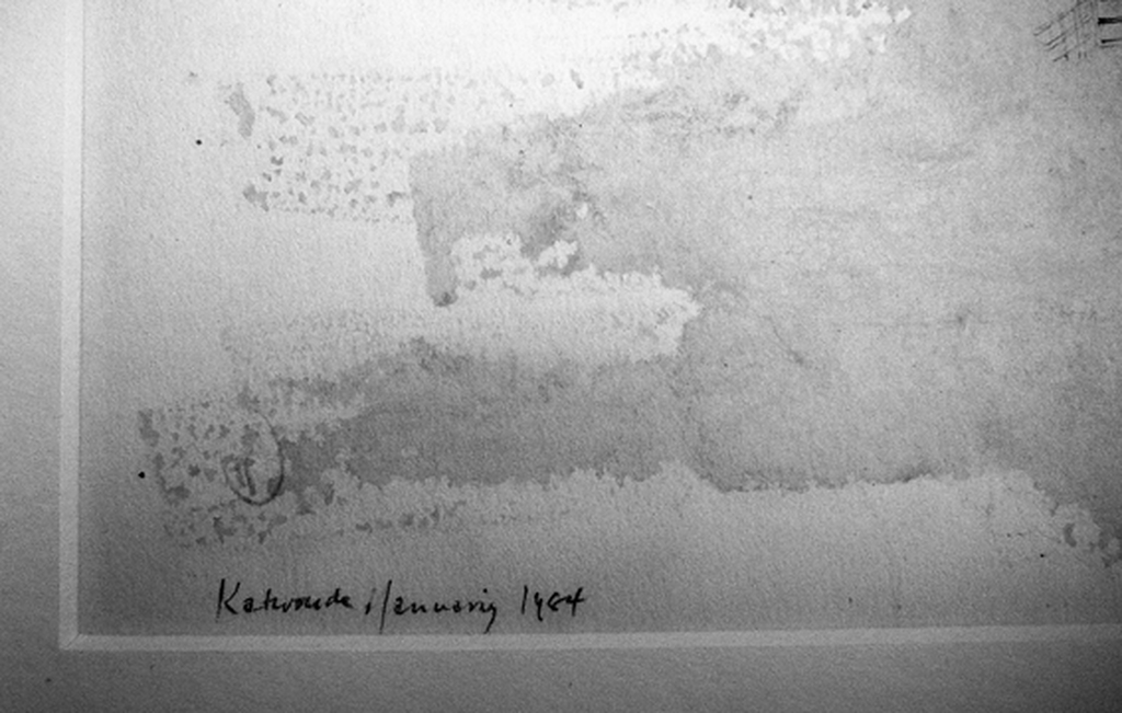 'Foggy morning' -Katwoude januari 1984, tekening/aquarel-  kopen? Bied vanaf 60!