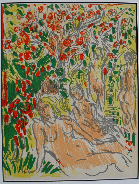 Andrè Cottavaz - Onder de fruitboom - orginal litho Mourlot 1968 verkocht voor € 63!