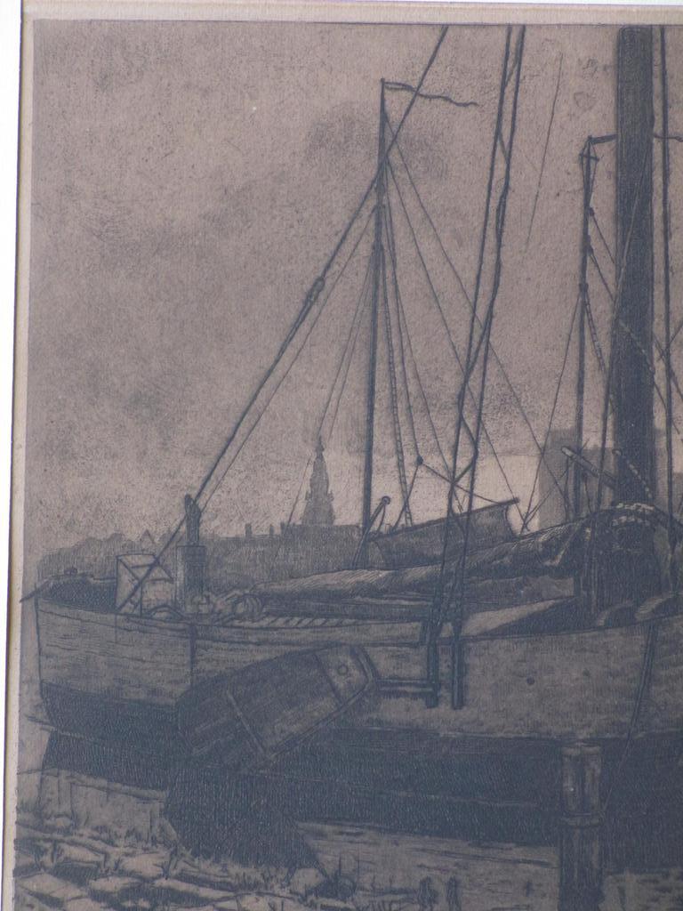 Ton Meijer, Schepen in een Hollandse haven, Ets 1925 kopen? Bied vanaf 40!