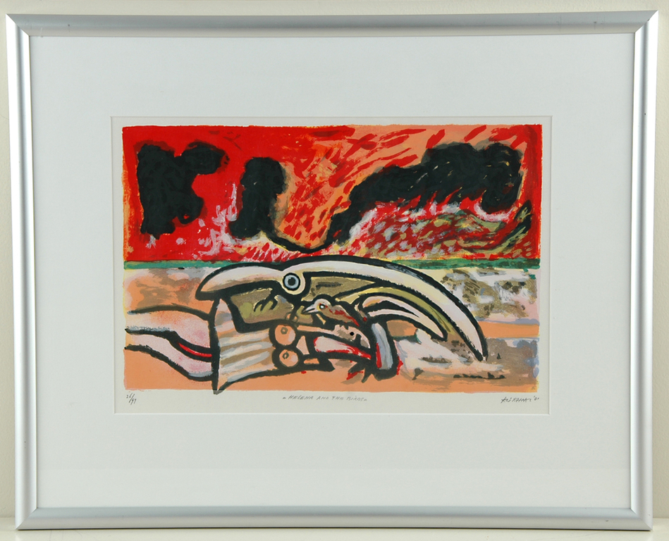 Herman Krikhaar: Litho , Helena and the birds, 2001 verkocht voor € 175!