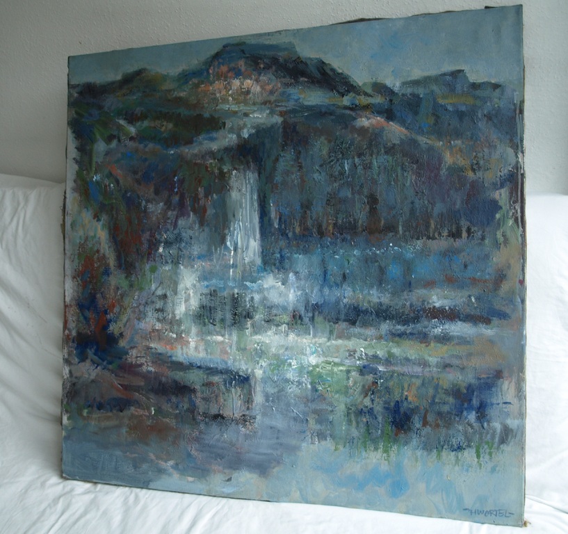 John Wortel ? : Olieverf op doek – Waterval – Gesigneerd - 100 x 100 cm  kopen? Bied vanaf 1!