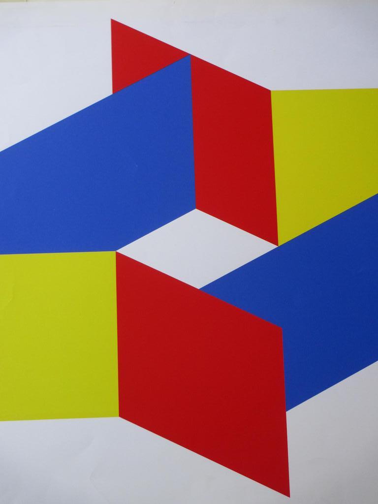 Bob Bonies, Geometrische compositie in primaire kleuren, Zeefdruk kopen? Bied vanaf 80!