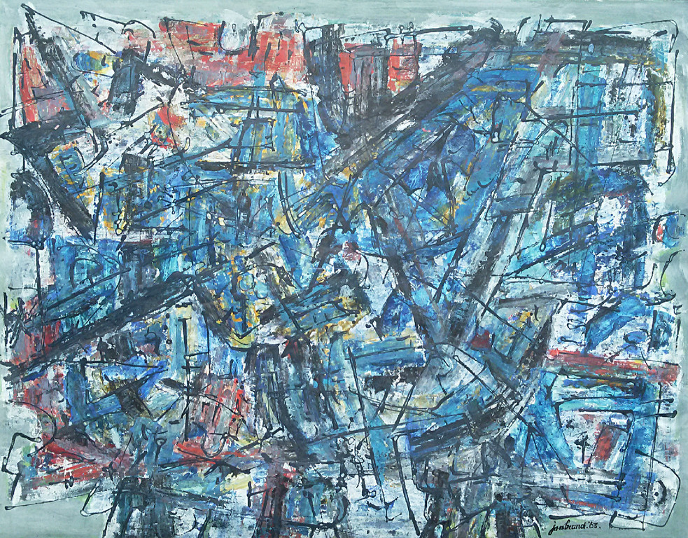 Jan Brand - Abstract (1963), gouache (prachtig ingelijst) kopen? Bied vanaf 210!