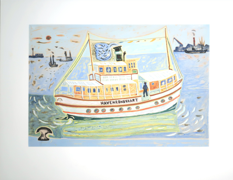 Charles J. Kemper: Gemengde technieken op papier, Havenrondvaart kopen? Bied vanaf 40!