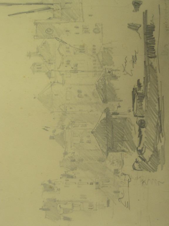 Corn.Vreedenburgh - tekening Amsterdam Damrak met Beurs Berlage gesigneerd verkocht voor € 45!