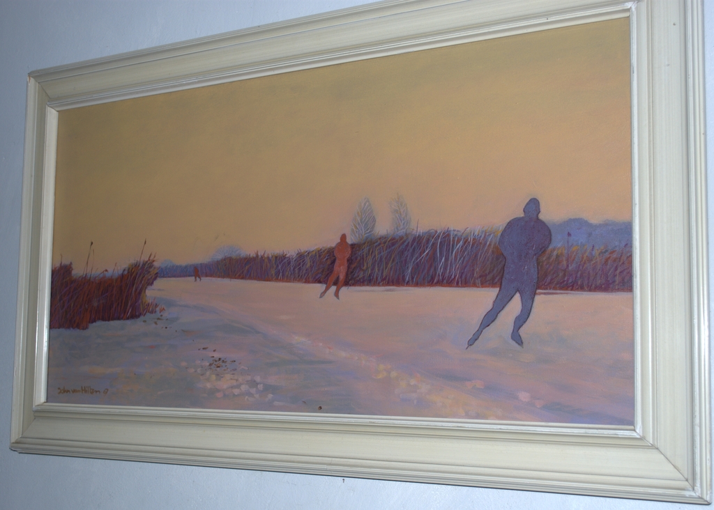 SCHAATSERS IN DE POLDER--ACRYL OP CANVAS kopen? Bied vanaf 40!