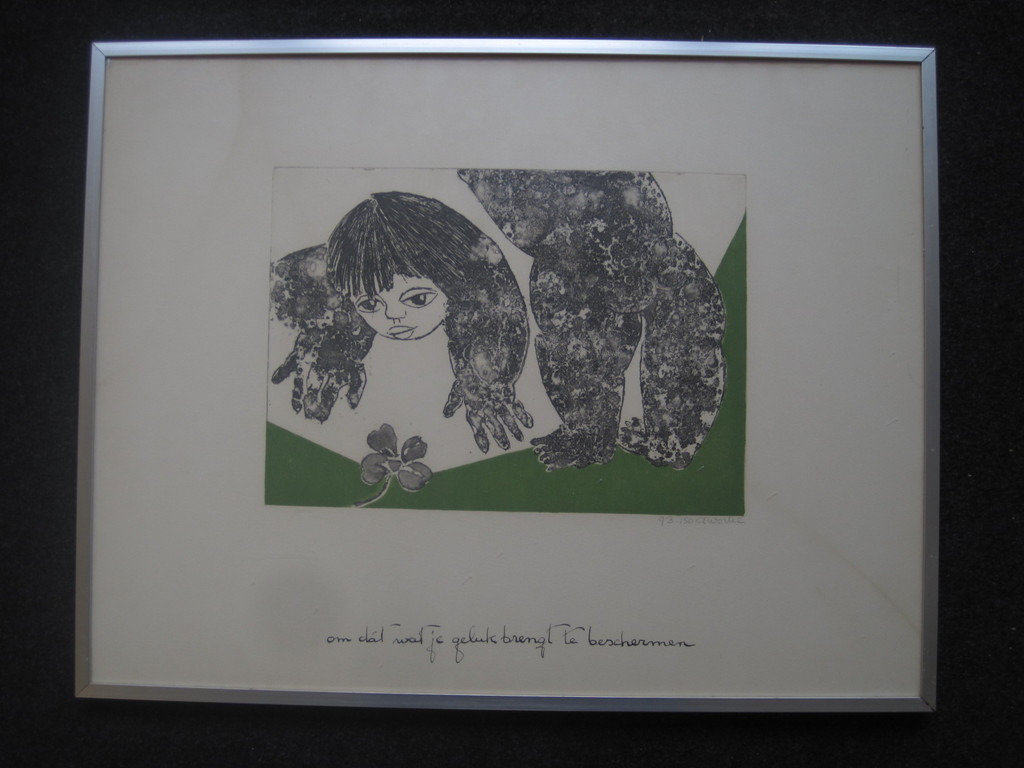 Ans Wortel litho "om dat wat je geluk brengt te beschermen" 93/150 kopen? Bied vanaf 1!