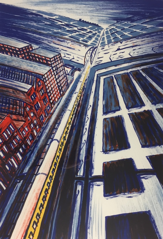 Jeroen Henneman, zeefdruk, 'Trein in landschap', 1996 verkocht voor € 249!