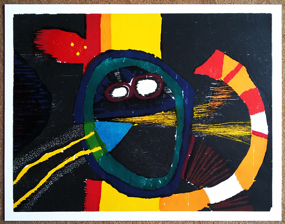 Guillaume Le Roy - Abstracte voorstelling, meerkleurige houtsnede kopen? Bied vanaf 50!