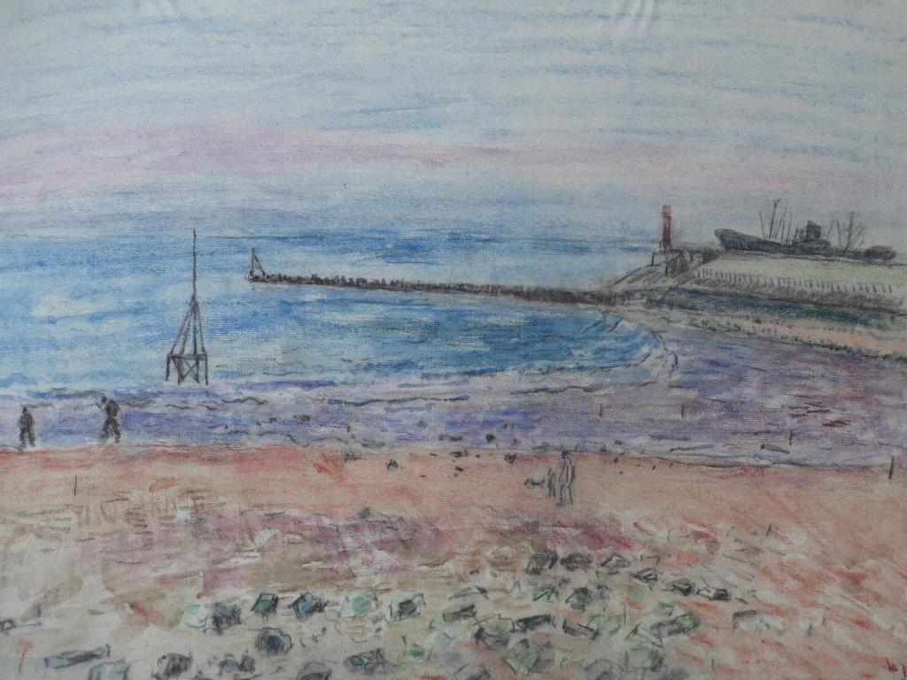 Willem Jans Dijk, De Schelde bij Vlissingen, Gemengde techniek verkocht voor € 55!