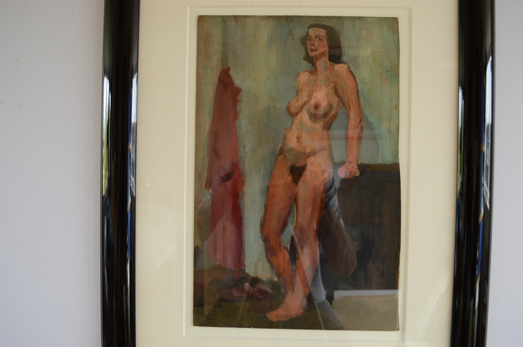 Evert Pieters (1856-1932) staand naakt,olie/board 27 x 41 ca.1920 signatuur l.o verkocht voor € 350!
