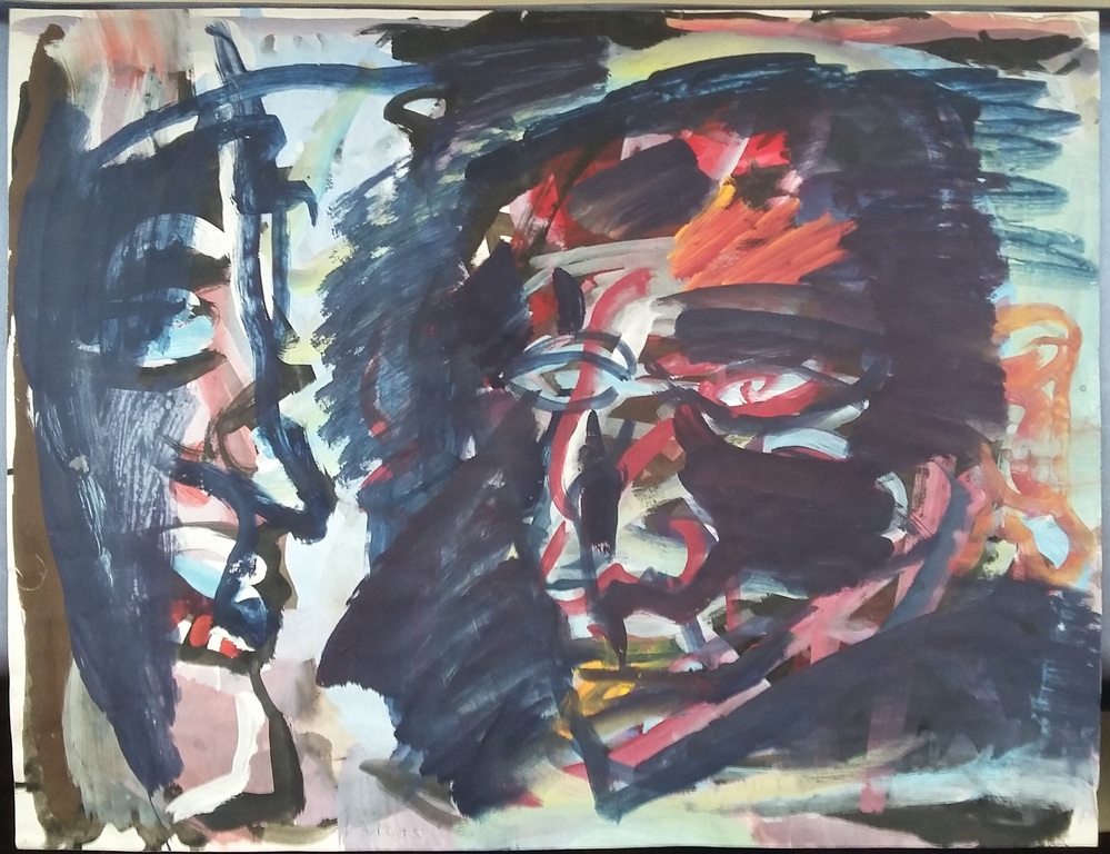 Piet Vos - acrylverf op papier verkocht voor € 75!