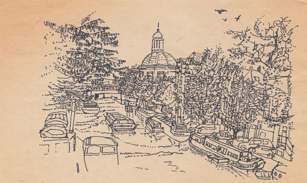 Onbekende kunstenaar - pentekening - Amsterdam 700 jaar(1975) kopen? Bied vanaf 1!
