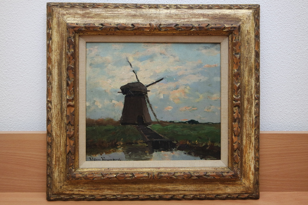 Willem J. Weissenbruch (1864-1941) - olieverf op paneel - molengezicht verkocht voor € 1725!
