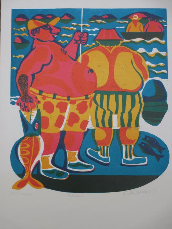 Gerrit de Moree, Fishermen Canada, Kleurenlitho 1975 verkocht voor € 35!