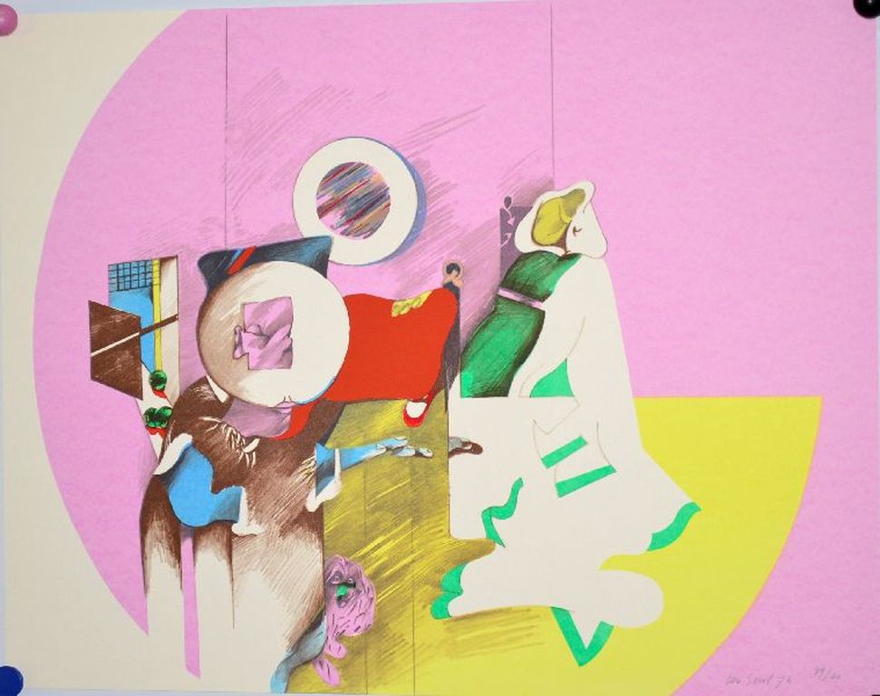 Pierre van Soest: kleurenlitho Abstracte compositie, 1974 verkocht voor € 41!