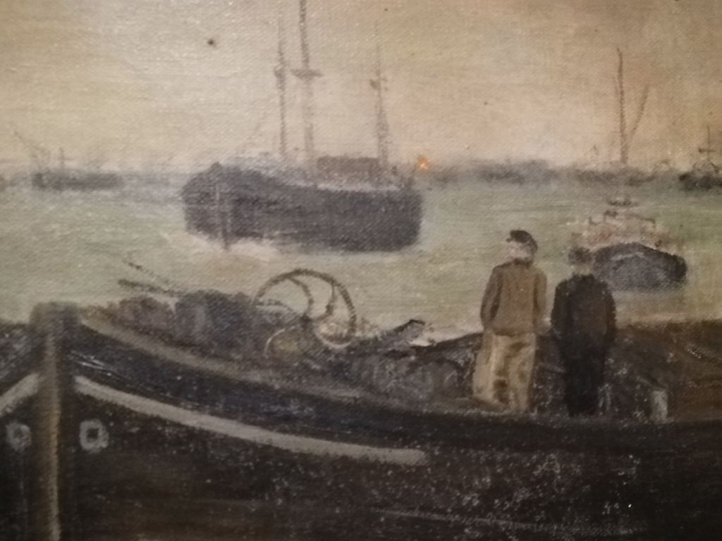 onbekend kunstenaar - oude marine 1948 - olieverf op doek - haven Rotterdam kopen? Bied vanaf 75!