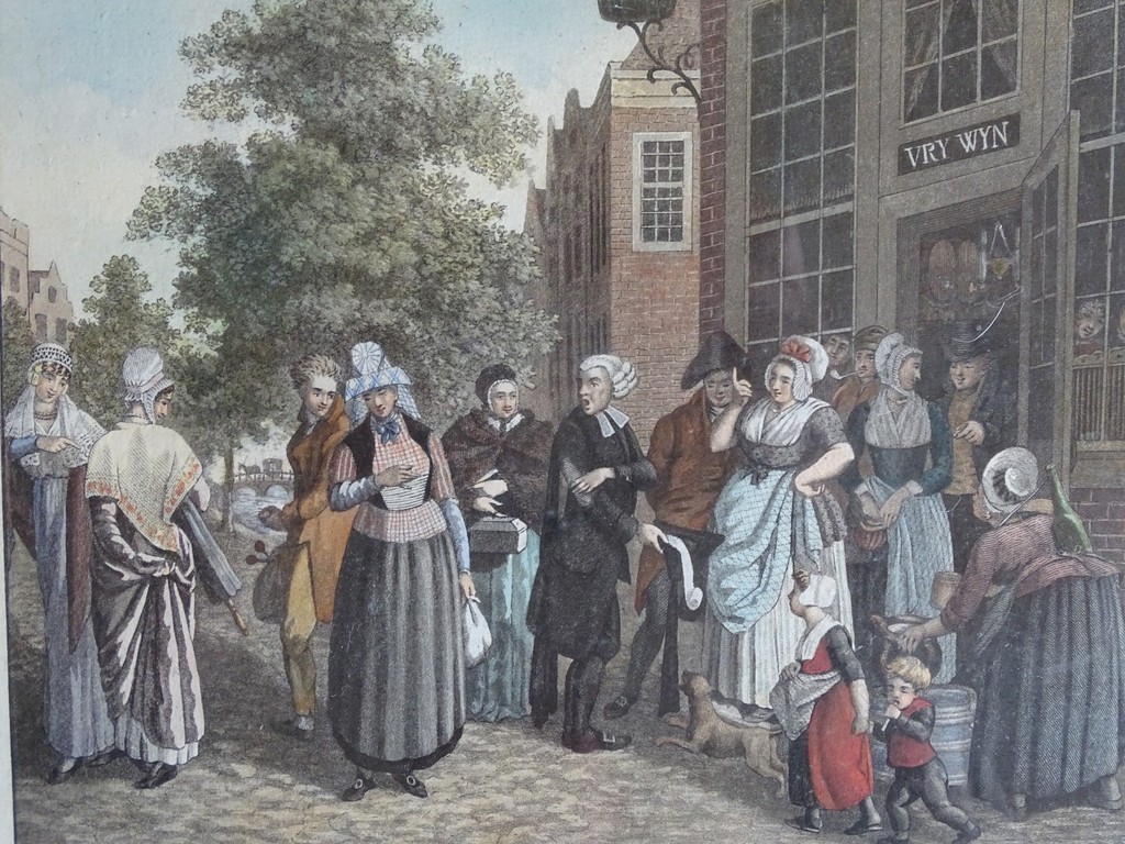 Ingekleurde gravure, Hollandsche Costumes, te Amsterdam, 19e eeuw  kopen? Bied vanaf 1!