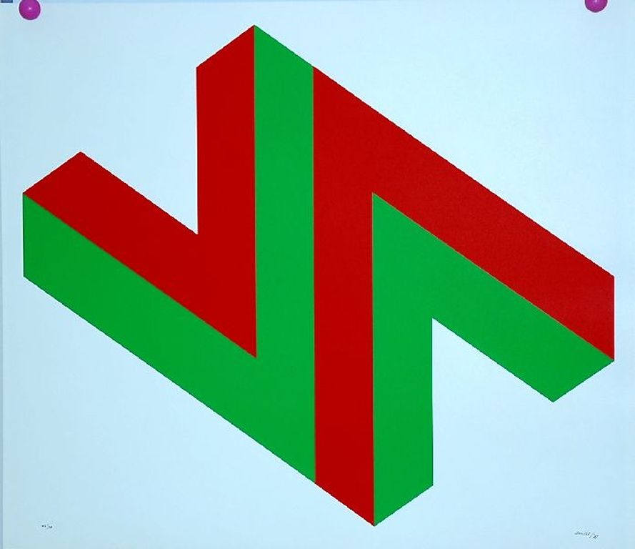 Bob Bonies: Zeefdruk. Abstracte compositie uit 1967 verkocht voor € 60!
