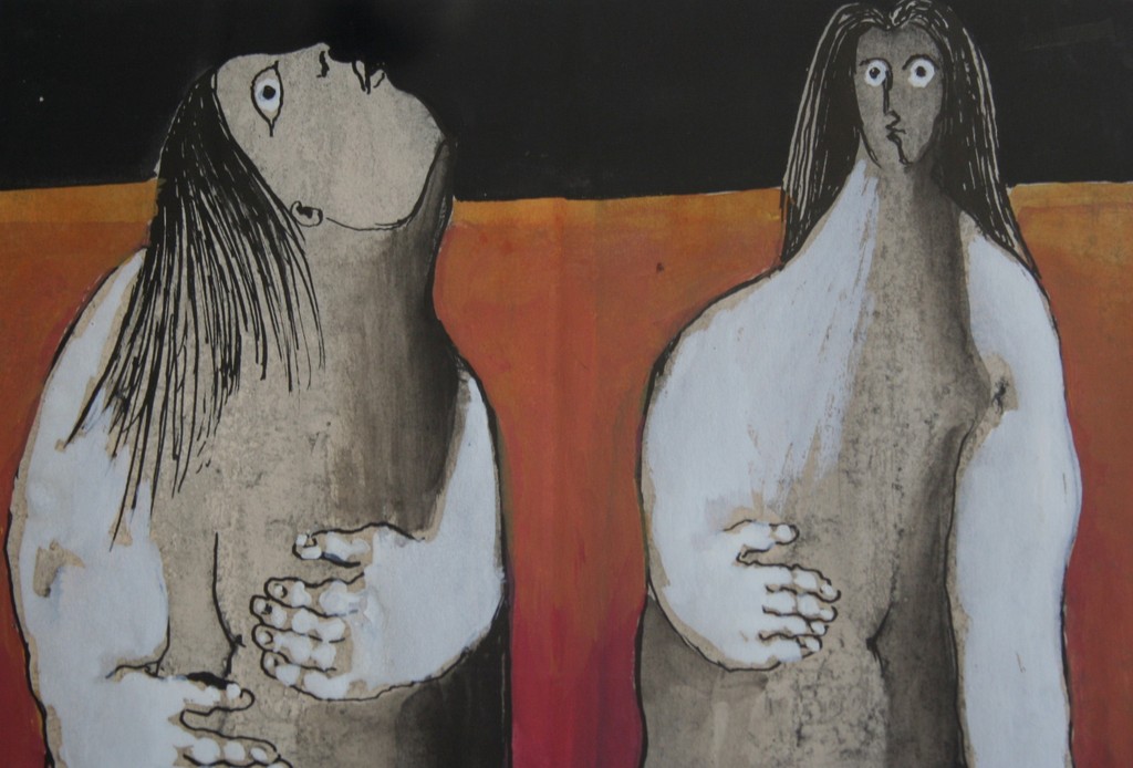 Ans Wortel - Gouache -De verschrikkelijke lijven van vrouwen alleen- gesigneerd kopen? Bied vanaf 200!