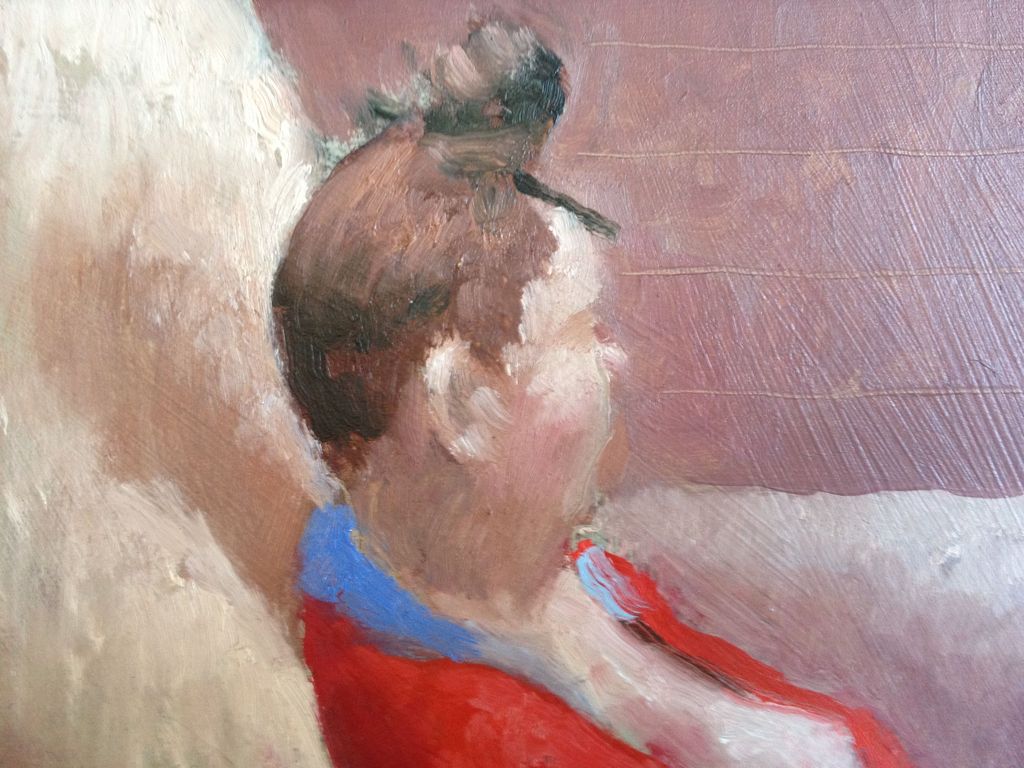 Sebastiaan Haykens. Olieverfschilderij, Rode kimono kopen? Bied vanaf 125!