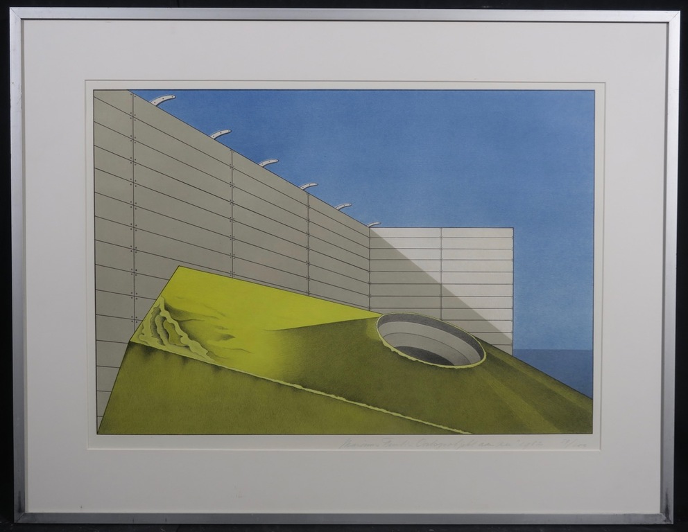 Marinus Fuit: Litho, Oorlogsobject aan zee - Ingelijst kopen? Bied vanaf 20!