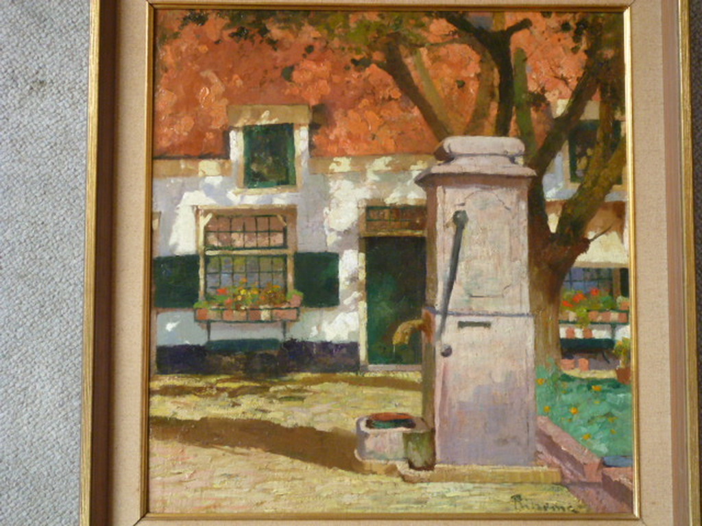 Jacob Coenraad Ritsema - olieverf - Hofje van Loo te Haarlem verkocht voor € 190!