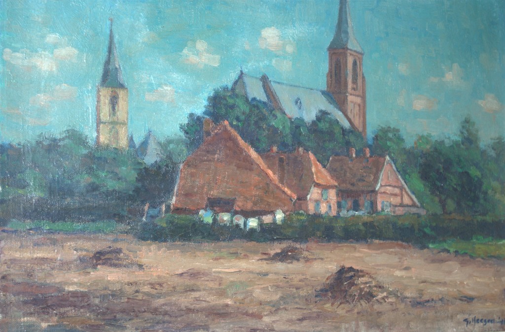 WINTERSWIJK -1948--OLIEVERF OP DOEK 40X60 INGELIJST verkocht voor € 125!