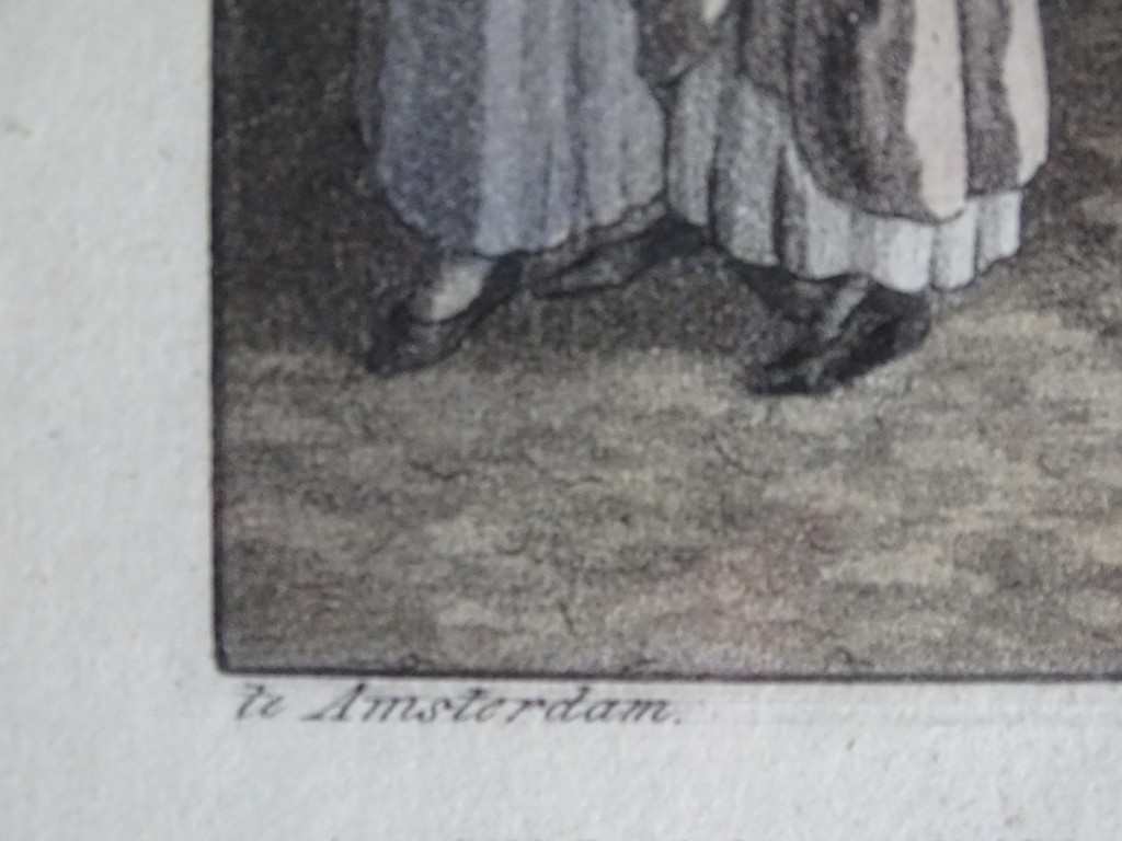 Ingekleurde gravure, Hollandsche Costumes, te Amsterdam, 19e eeuw  kopen? Bied vanaf 1!