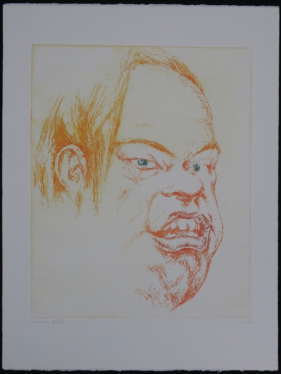 Herman Gordijn: Droge naald, Portret van man met groene ogen verkocht voor € 81!