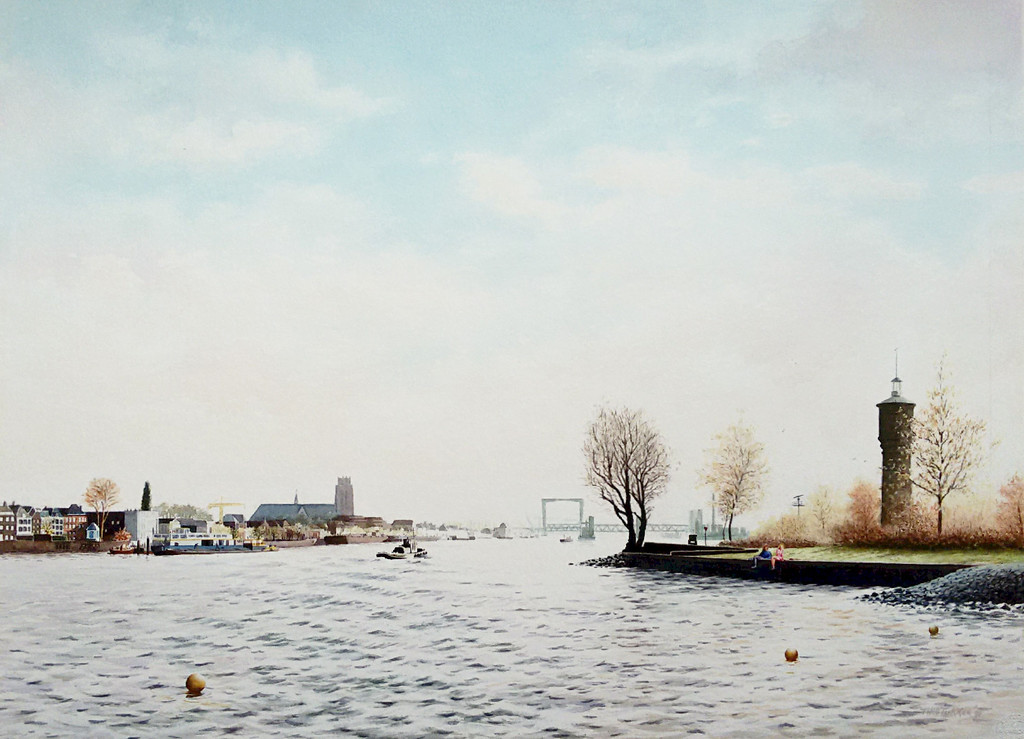 Gezicht op Dordrecht, aquarel (gemonteerd, groot) kopen? Bied vanaf 1!
