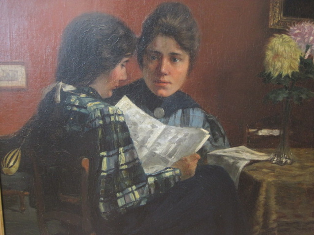 Amsterdams impressionisme ca. 1900 "2 dames aan tafel" onduid. gesigneerd  kopen? Bied vanaf 1!