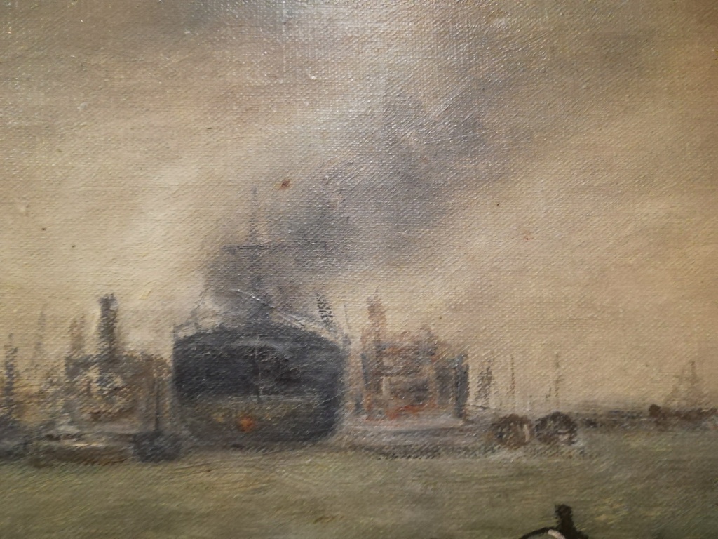 onbekend kunstenaar - oude marine 1948 - olieverf op doek - haven Rotterdam kopen? Bied vanaf 75!