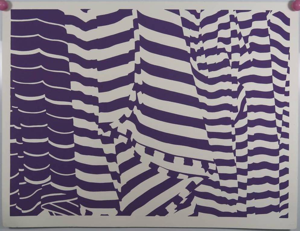Har Sanders: Zeefdruk, Abstracte compositie in paars kopen? Bied vanaf 1!