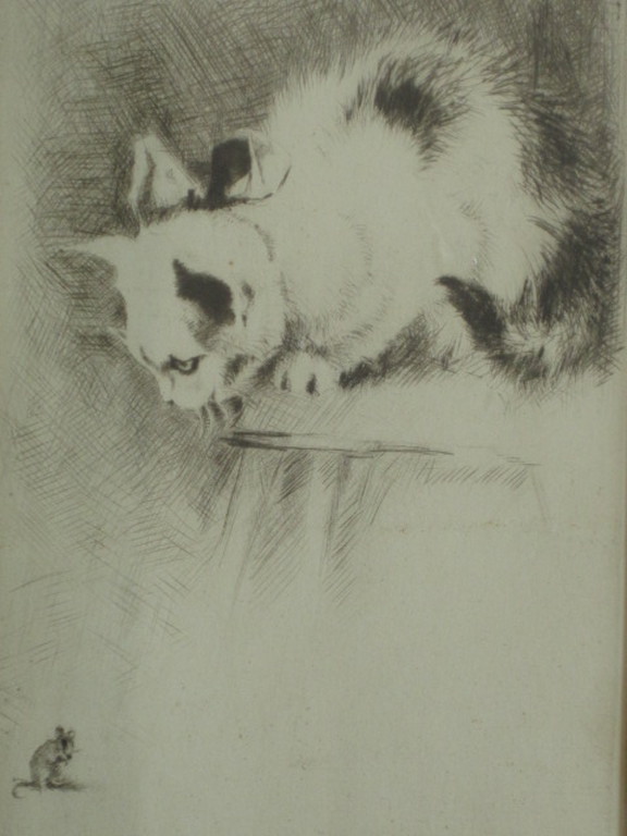 Leuke omstreeks 1930 vervaardigde  ETS "kat en muis spel" onbekende kunstenaar kopen? Bied vanaf 1!