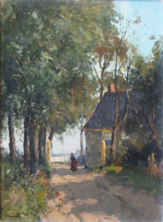 Jan Knikker sr (1889-1957), olieverf op doek, Zandpad te Loosduinen verkocht voor € 125!