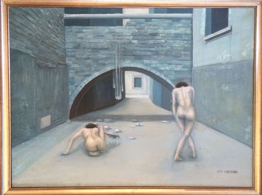 Y. Watanabe, groot schilderij, olieverf op doek, naakt kopen? Bied vanaf 1!