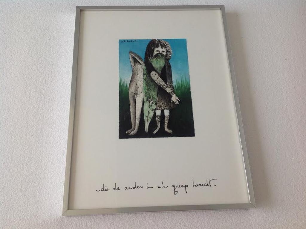 Ans Wortel: Die de ander in zijn greep houdt, gouache verkocht voor € 175!