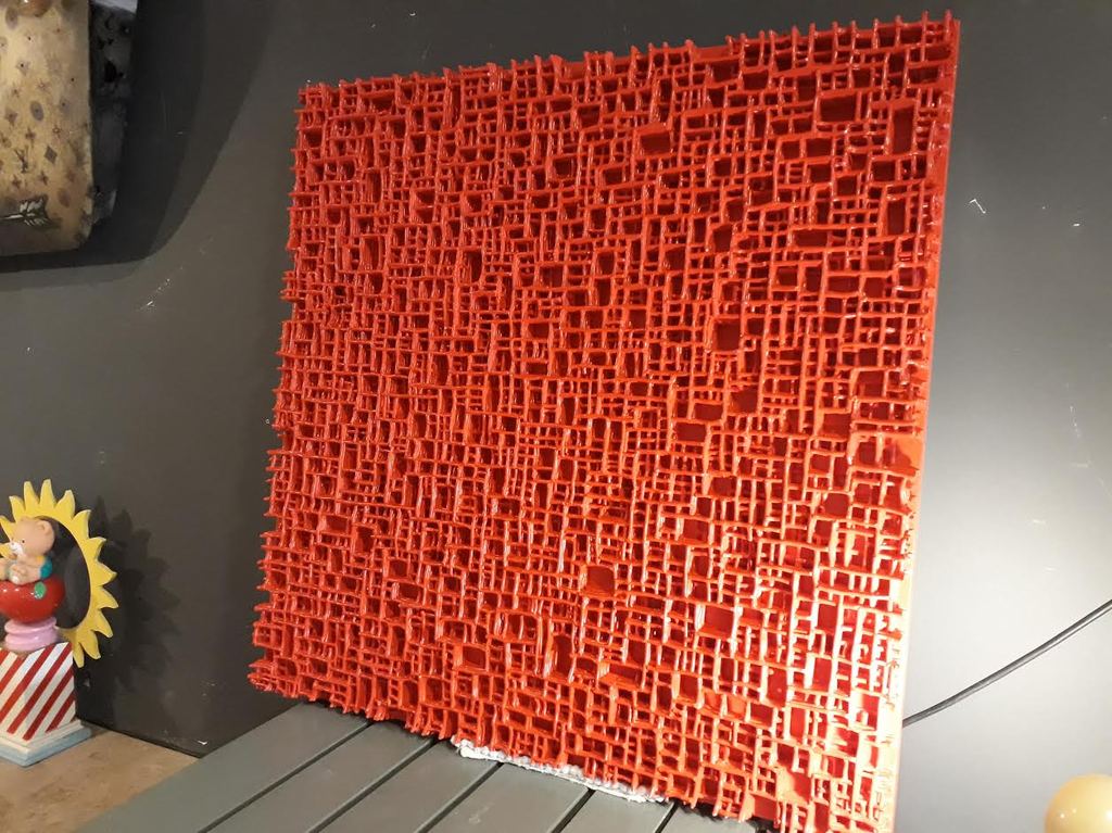Back to Zero Red 41 Thin Lines   Acrylics on panel. 90/90/7 cm Erwin Stienstra kopen? Bied vanaf 975!