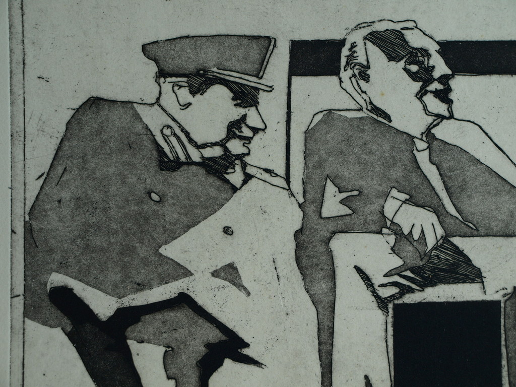 Onduidelijke signatuur : Ets en aquatint , Stalin, Roosevelt en Churchill  kopen? Bied vanaf 1!