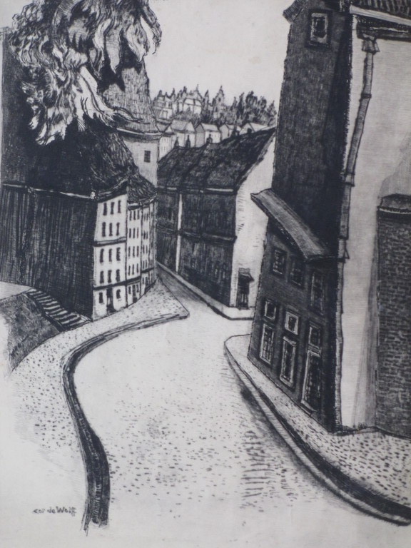 Cor de Wolff, Straatje in Chartres, Ets kopen? Bied vanaf 40!