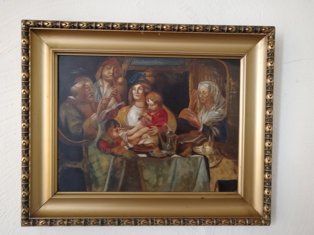 onbekend kunstenaar - olieverf op eiken paneel - familie samen zijn kopen? Bied vanaf 1!